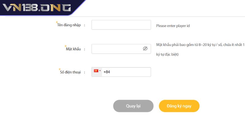 Điều kiện đăng ký VN138 với yêu cầu cần biết